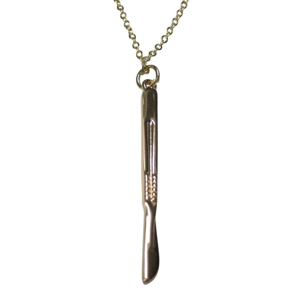 Gold Toned Medical Surgeon Scalpel Knife Pendant Necklace